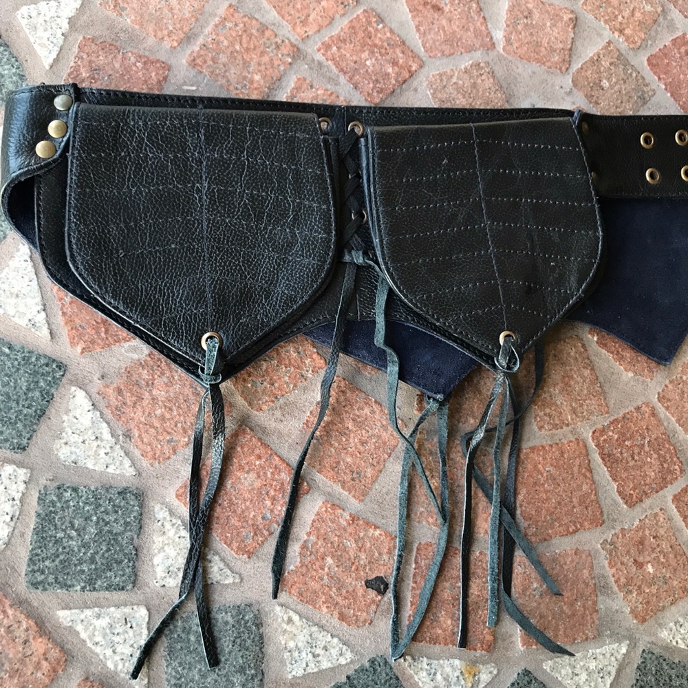 Fanny pack celtic wolf design patch black leather - Picture 5 of 8